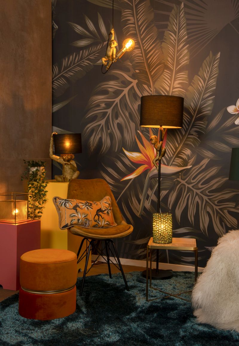 Lucide EXTRAVAGANZA CHIMP - Stolná lampa - Ø 30 cm - 1xE14 - Čierna